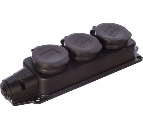 Колодка каучук 3 роз 16А IP44 250В UNIVersal 602230
