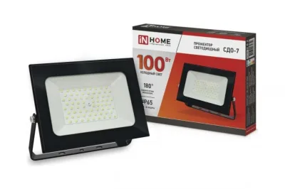 Прожектор светодиодный СДО-7 100Вт 230В 6500К IP65 черный IN HOME 4690612034652