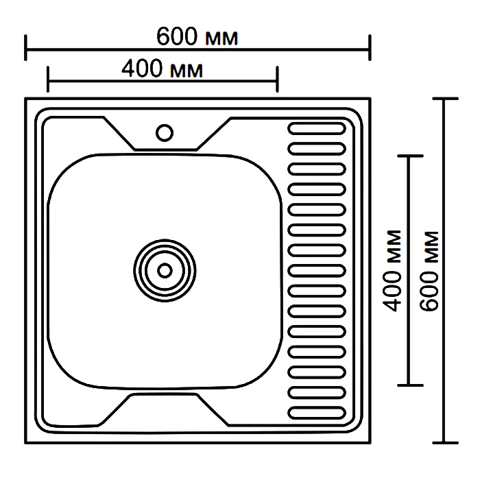 Мойка матовая 600*600мм, 0.4мм LEDEME L76060-L