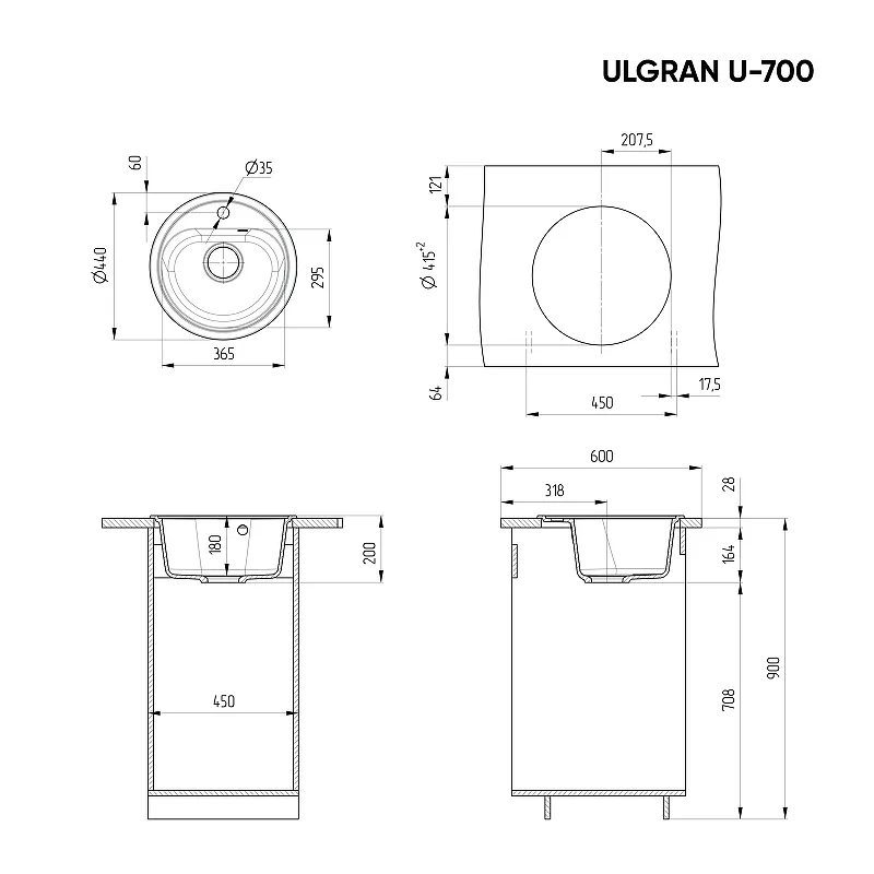 Мойка Ulgran U-700-328 бежевый