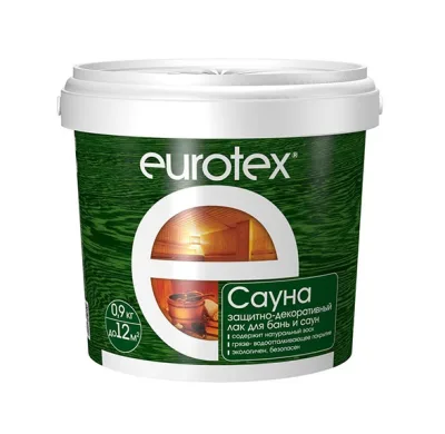 Лак Eurotex-сауна защитный д/дерева 0,9кг