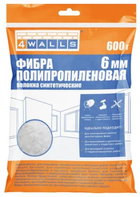 Фибра полипропиленовая 6мм 600гр 4WALLS FBV001V