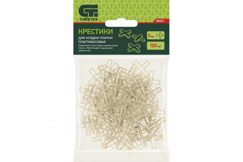 Крестики, 5,0мм, для кладки плитки, 100 шт.Сибртех 88021