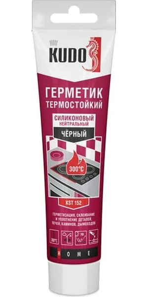 Герметик KUDO силиконовый термостойкий черный 110мл KST-152
