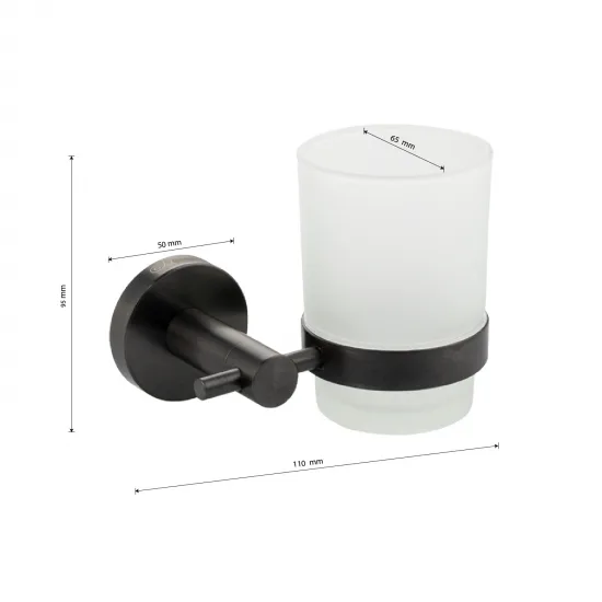 Стакан стеклянный с креплением к стене, ГРАФИТ GFmark 78005