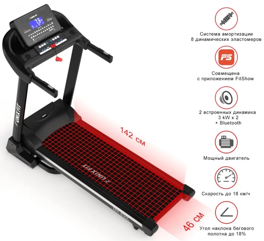 Беговая дорожка UNIXFIT MX-830L