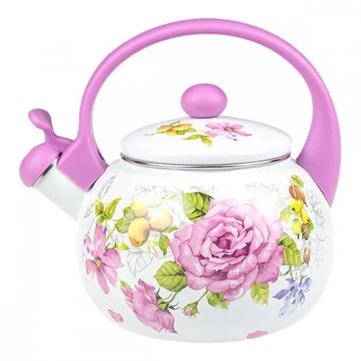 Чайник LARA LR00-20 (эмаль) PINK 2.2л, индукционное дно, свисток, автоподъем крышки