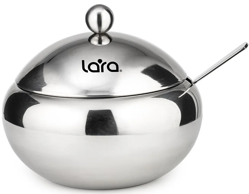Сахарница LARA с ложкой 560мл, сталь, крышка из полированной стали LR08-36 SS
