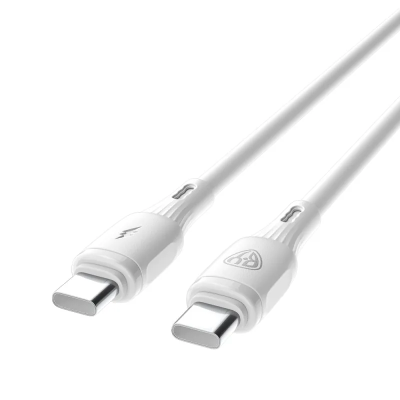 Кабель для зарядки BY Twist Type-C-Type-C, 60W, 1 м, 5A, гибкий силикон, белый 931-631