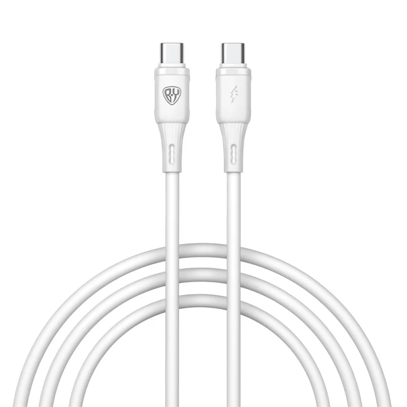 Кабель для зарядки BY Twist Type-C-Type-C, 60W, 1 м, 5A, гибкий силикон, белый 931-631