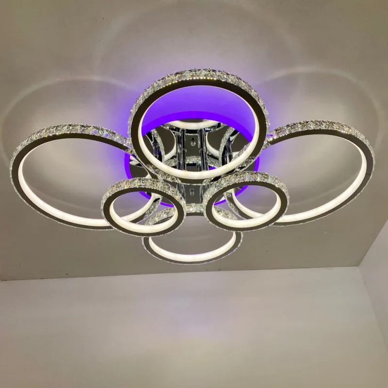 Люстра светодиодная DK5819/6C CR RGB 312W+8W(RGB) Пульт Диммер S~30кв.м
