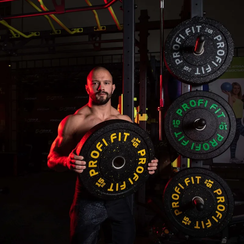 Диск для штанги HI-TEMP с цветными вкраплениями, PROFI-FIT D-51 15 кг