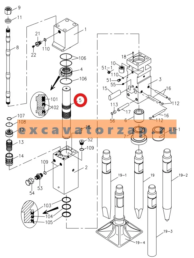 Боек гидромолота Delta F-10 DF10B-0050, аналог, Корея, OK TECH