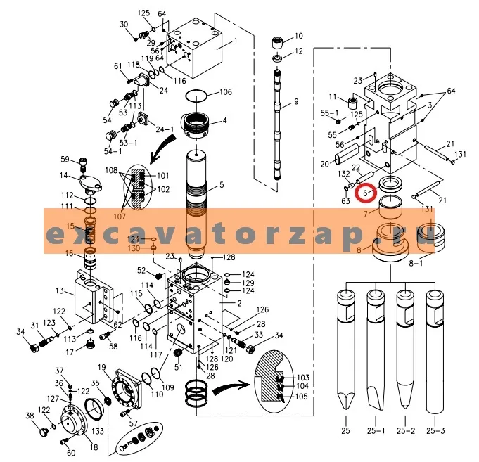 Кольцо упорное гидромолота Delta F-20 DF20B-0060, аналог, Корея, OK TECH