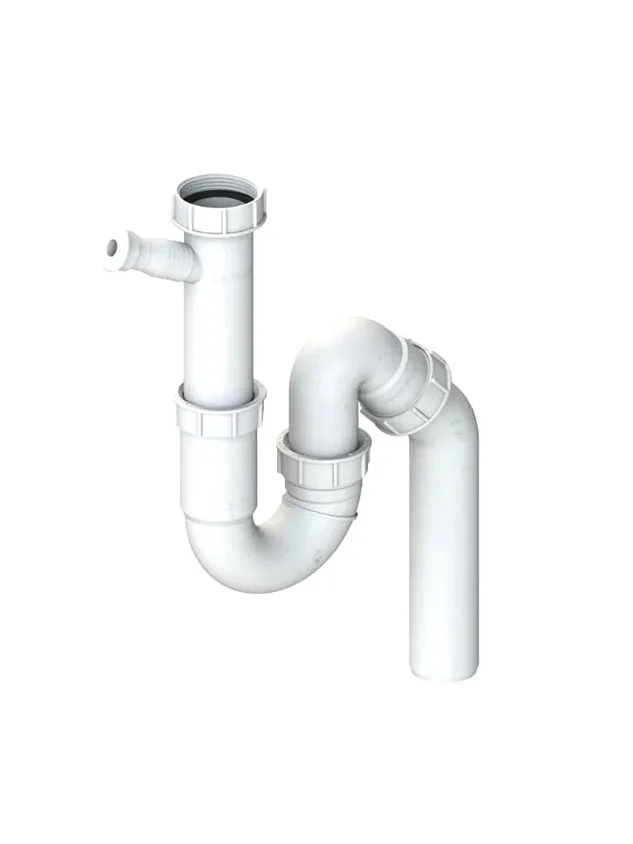 Сифон для мойки L.B.PLAST 211-AL-ST-LB 40 мм, трубный, белый, с отводом для подключения бытовой техники