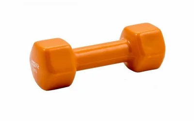 Гантель в виниловой оболочке, шестигранник PROFI-FIT 2 кг, оранжевая