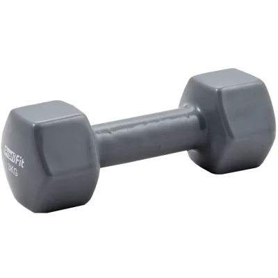 Гантель в виниловой оболочке, шестигранник PROFI-FIT 3 кг, серая