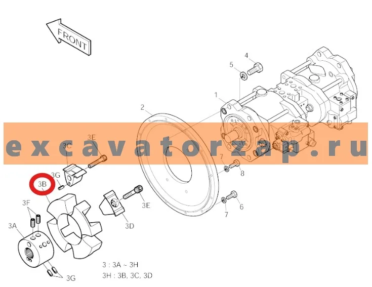 Пластиковая вставка муфты гидронасоса 4118705 (аналог, КНР) экскаватора HITACHI X200, EX200K, EX220, EX220-3, EX220-5, EX220-5 JPN, EX220-5HHE, EX230-5, EX230H-5 JPN, EX230K-5, EX230LC-5HHE, EX270