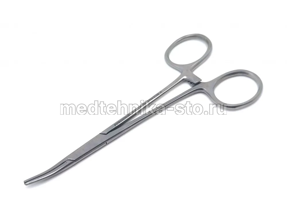 Зажим Москит изогнутый по плоскости д/новорожденных, 125мм, Surgicon