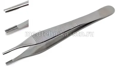 Пинцет Адсон-Браун прямой 7х7, 120 мм