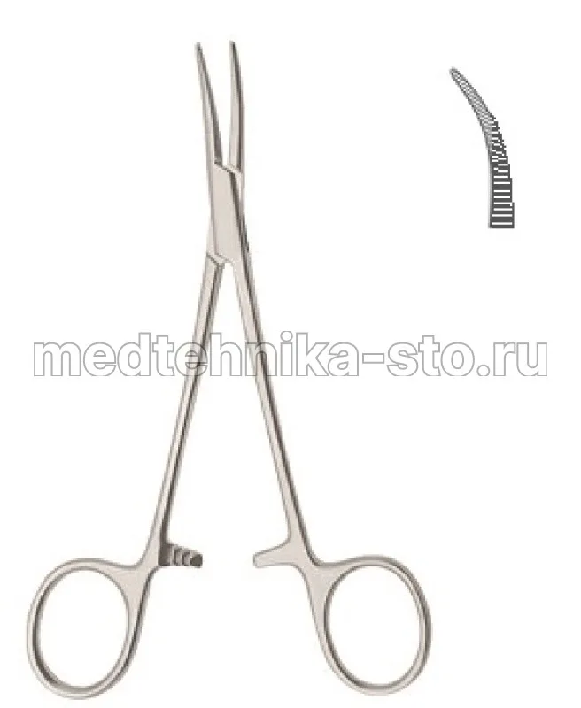 Зажим медицинский HALSTED-MOSQUITO изогнутый  по плоскости, 155 мм Россия