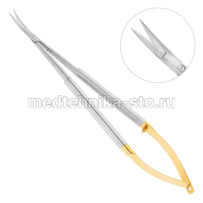 Ножницы MICRO-SCISSORS TC микрохирургические изогн. глад.руч.170 мм Германия