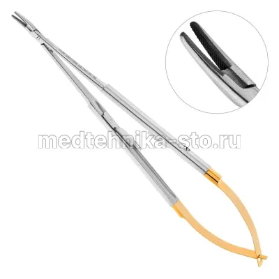 Иглодержатель Micro-Nadelhalter TC, изогнутый, 180 мм Германия