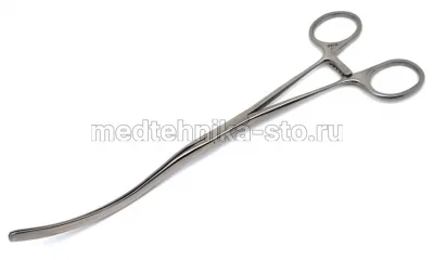 Зажим кишечный эластичный для взрослых изогнутый, 235 мм СССР