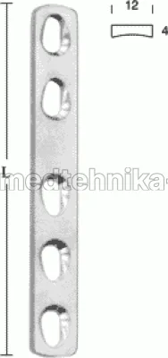 Пластина прямая узкая 12х4 мм, дл. 103 мм, 6 отв.