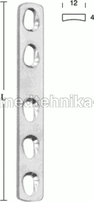 Пластина прямая узкая 12х4 мм, дл. 135 мм, 8 отв.