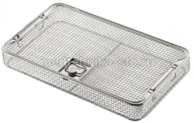 Корзина сетчатая с ручками 405х250х50 мм с крышкой