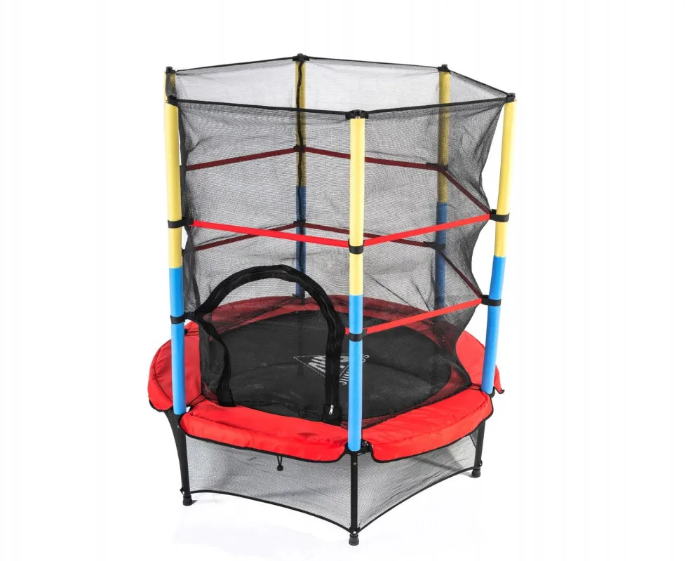 Батут DFC JUMP KIDS 55" красный с желто-синими стойками