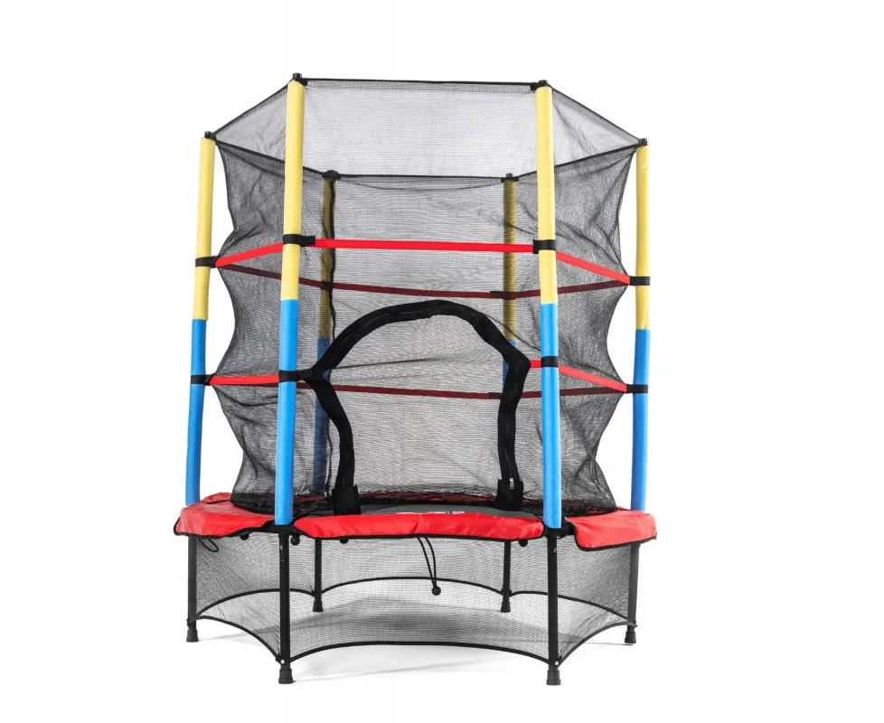 Батут DFC JUMP KIDS 55" красный с желто-синими стойками
