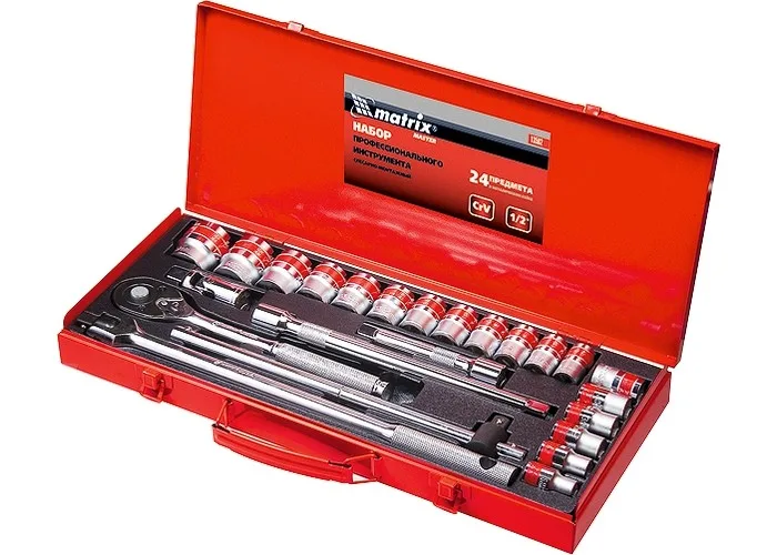Набор шоферский с квадратом (24пр) 1/2" MATRIX 13582