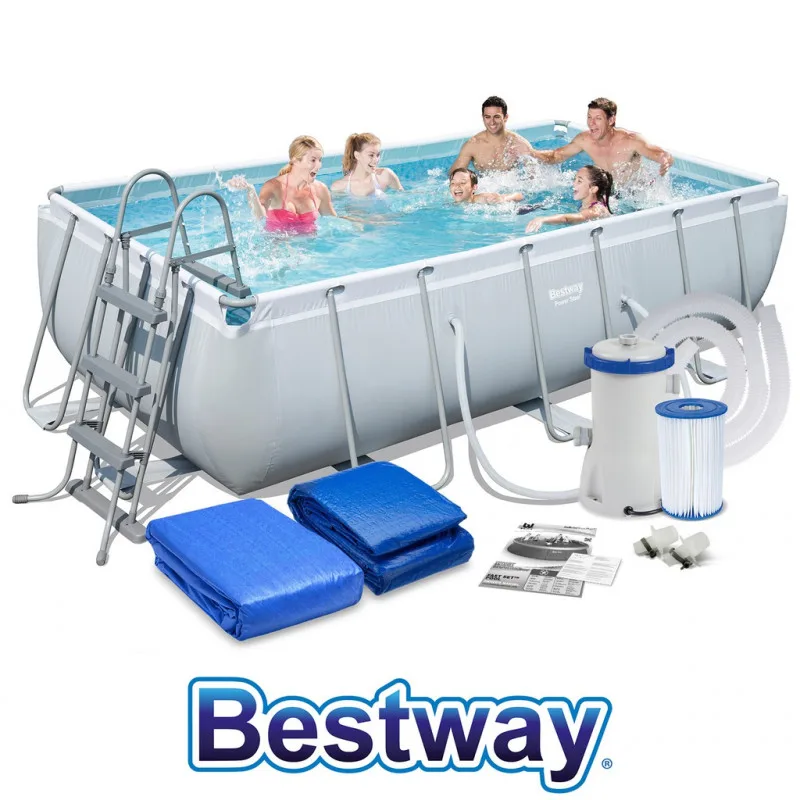 Каркасный бассейн Bestway Power Steel 404х201х100см, 6478л, фил.-насос 2006л/ч, лестница, попл.-дозатор