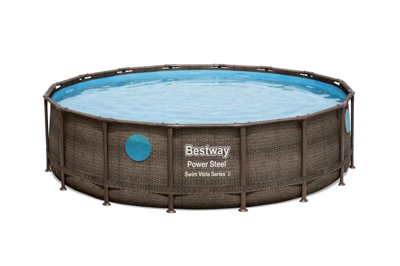 Каркасный бассейн Bestway Power Steel 488х122см "Ротанг" 19480л, фил.-нас. 5678л/ч, лестн., тент, попл.-доз.