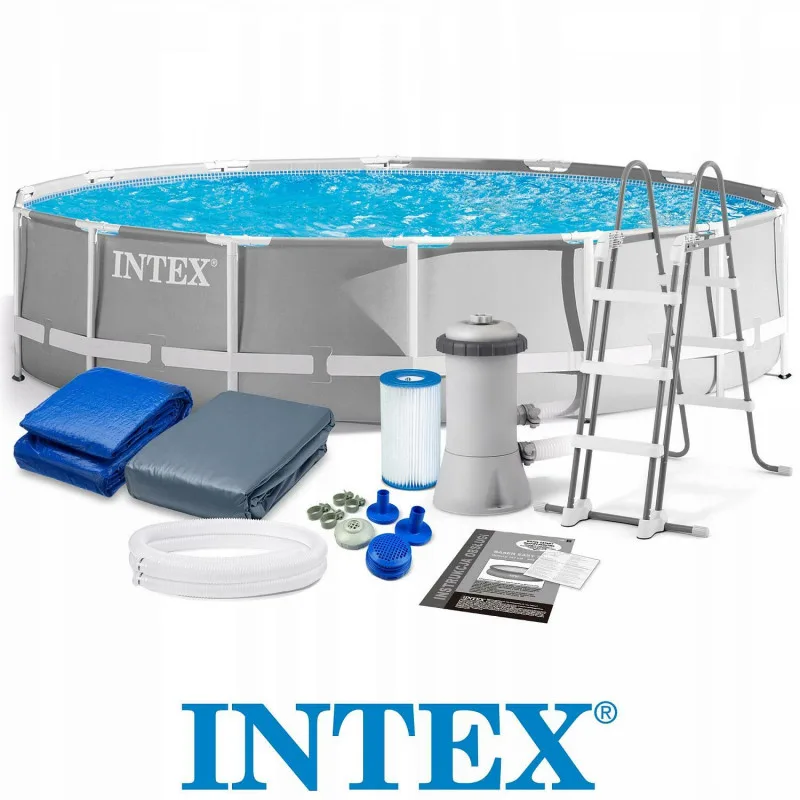 Каркасный бассейн Intex Prism Frame 427х107см, 12706л, фил.-насос 3785л\ч, лестница, тент, подстилка