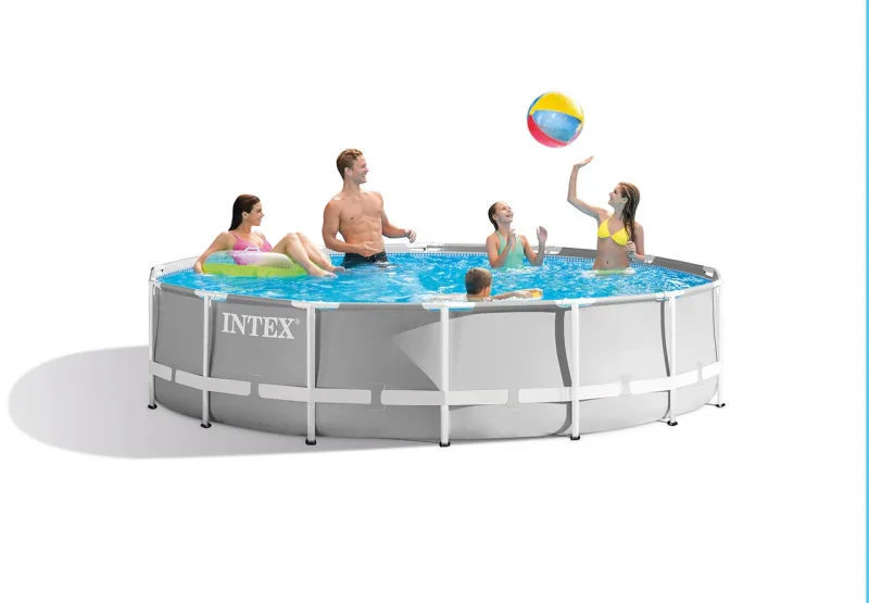 Каркасный бассейн Intex Prism Frame 457х107см, 14614л, фил.-насос 3785л\ч, лестница, тент, подстилка