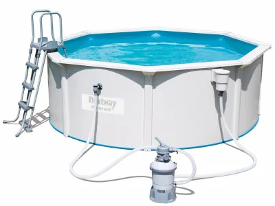 Стальной бассейн Bestway Hydrium 460х120см, 17430л, песч.фил.-нас. 5678л/ч, лестн., тент, подст., попл.-доз