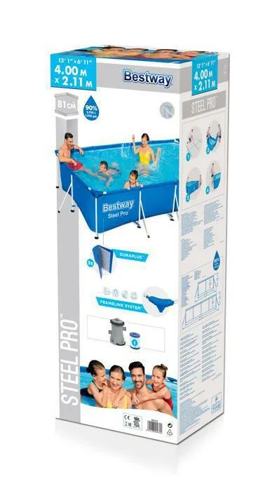 Каркасный бассейн Bestway Steel Pro 400х211х81см, 5700л, фил.-насос 1249л/ч