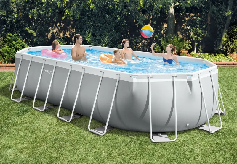 Каркасный бассейн Intex Prism Frame 610х305x122см "Oval" 18202л, фил.-насос 5678л\ч, лестн., тент, подст (26798)