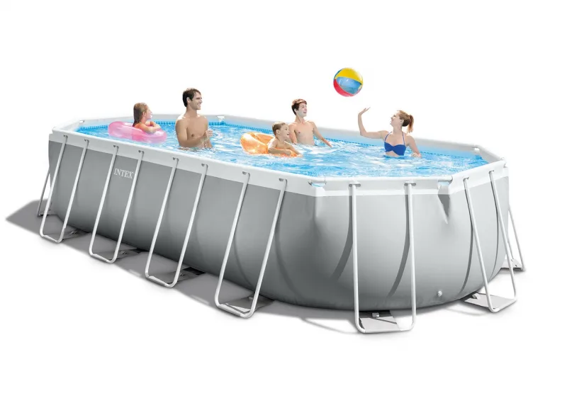 Каркасный бассейн Intex Prism Frame 610х305x122см "Oval" 18202л, фил.-насос 5678л\ч, лестн., тент, подст (26798)