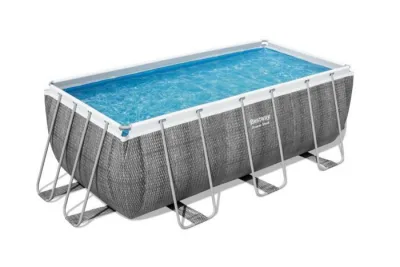 Каркасный бассейн Bestway Power Steel Ротанг 412х201х122см, 8124л, фил.-насос 2006л/ч, лестница, попл.-дозатор