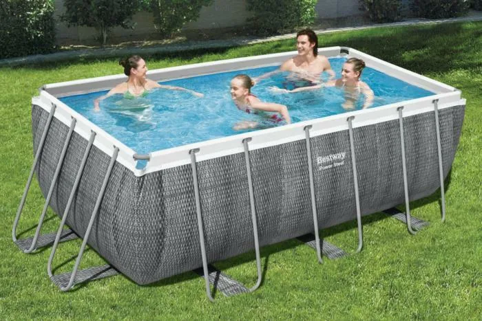 Каркасный бассейн Bestway Power Steel Ротанг 412х201х122см, 8124л, фил.-насос 2006л/ч, лестница, попл.-дозатор