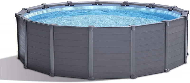 Каркасный бассейн 478х124см Intex "Graphite Gray Panel" 16805л, песч.фил.-нас. 4500л\ч, лестн, тент, подстилка (26384)