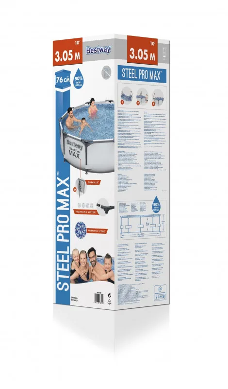 Каркасный бассейн Bestway Steel Pro Max 305х76см, 4678л (56406 BW)