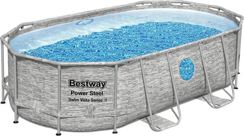 Каркасный бассейн Bestway 488х305х107см "Ротанг" 7250л, песч.фил.-нас. 3028л/ч, лестница, тент, попл.-доз (56946 BW)