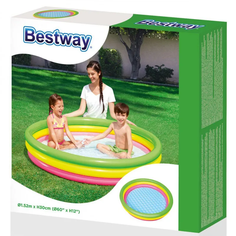 Детский надувной бассейн Bestway 152х30см "Лето" с надувным дном, 211л, от 2 лет
