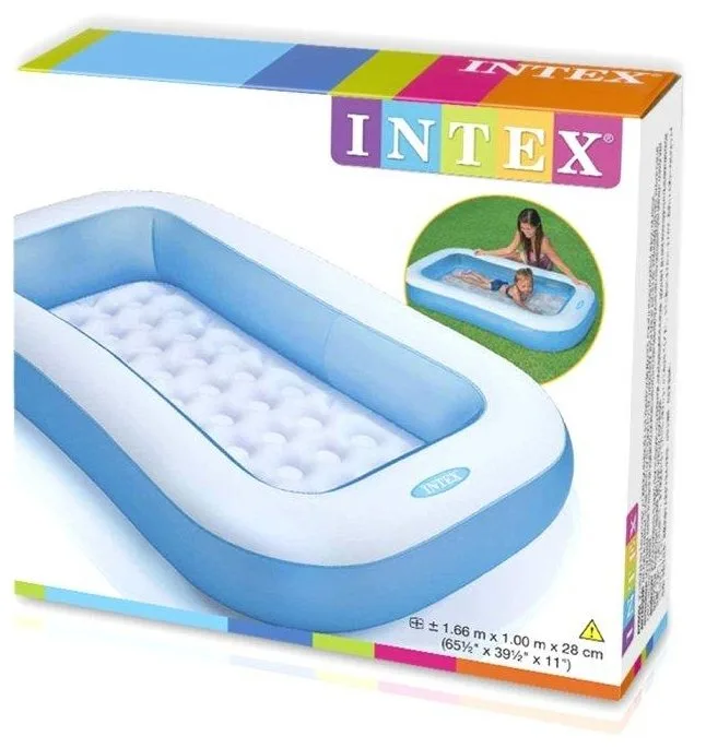 Детский надувной бассейн Intex 166х100х25см, с надувным дном, 90л, от 2 лет
