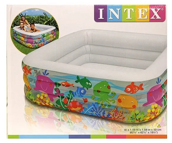 Детский надувной бассейн Intex 159х159х50см "Аквариум" 340л, от 3 лет
